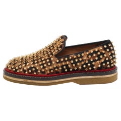 Christian Louboutin Leopard Calf Hair Spikes Slip On Smoking Slippers Size 40