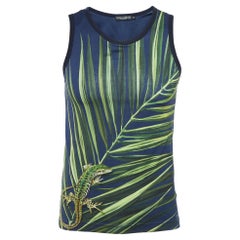 T-shirt sans manches Dolce & Gabbana imprimé bleu marine XS