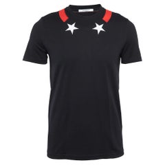 Givenchy Black Cuban Tape Star Collar Cotton T-Shirt S