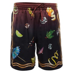 Casablanca Club Black Print Silk Sunset Shorts M