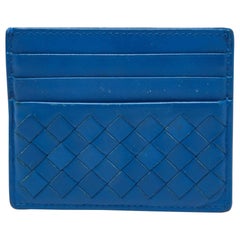 Bottega Veneta Blue Intrecciato Leather Card Holder