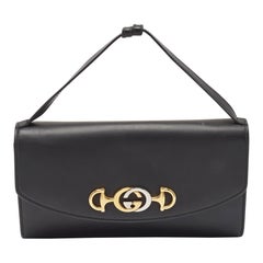 Gucci Black Leather Zumi Clutch Bag