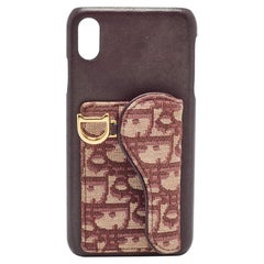 Funda iPhone XS Max de lona y piel oblicua burdeos de Dior