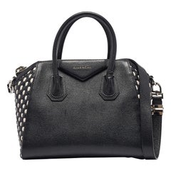 Givenchy Borsa piccola in pelle nera/bianca Antigona Satchel