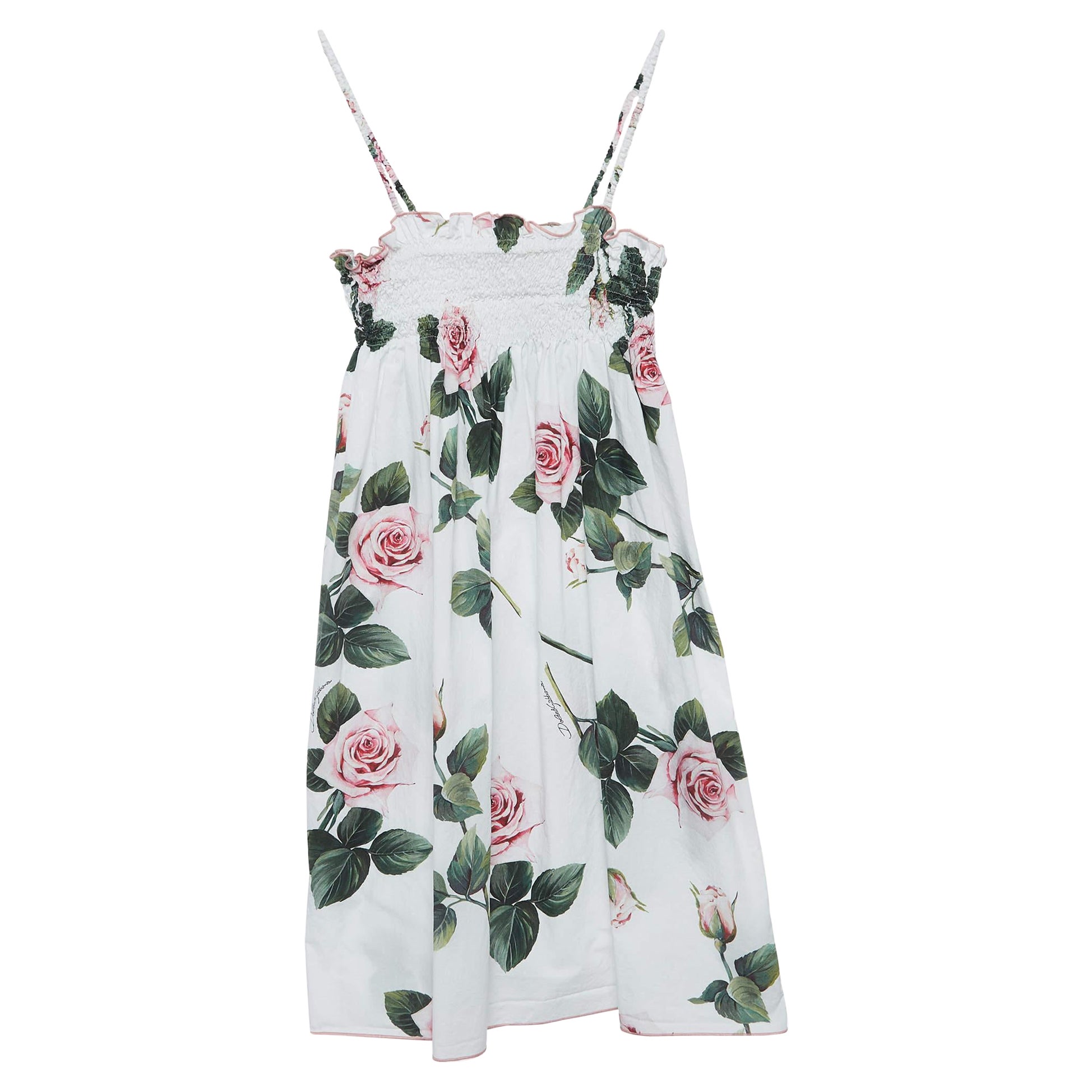 Robe en popeline de coton imprimée à fleurs blanches Dolce & Gabbana (11-12 Yrs)