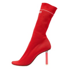 Vetements Red Knit Fabric Sock Boots Size 39