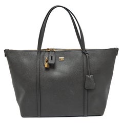 Dolce & Gabbana Dark Grey Leather Miss Escape Zip Tote