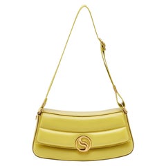 Stella McCartney Lime Faux Leather S-Wave Padded Shoulder Bag