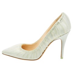 Jimmy Choo x Off-White Light Blue Satin and Pleated PVC Anne Pumps Size 39