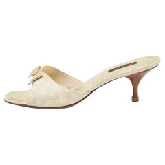 Louis Vuitton Cream Monogram Canvas Bow Mule Sandals Size 39