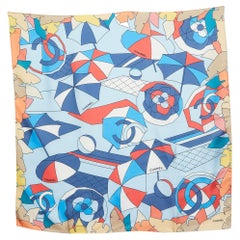 Chanel Multicolor CC Umbrella Print Silk Square Scarf