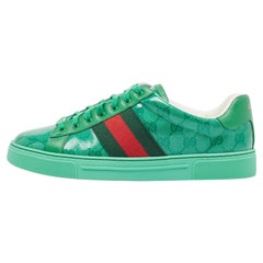 Gucci Green GG Crystal Canvas Ace Sneakers Size 41