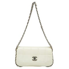 Chanel White Square Quilted Leather Multi Chain Classic Flap Bag