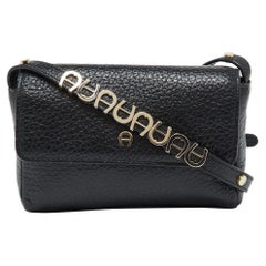 Aigner - Sac à bandoulière à rabat en cuir noir