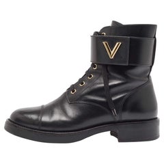 Louis Vuitton Black Leather Wonderland Ranger Boots Size 39