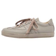 Hermes Grey Leather Quicker Low Top Sneakers Size 41.5