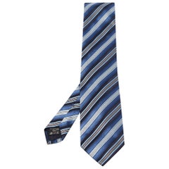 Ermenegildo Zegna Blue Striped Silk Tie