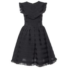 Maje Black Patterned Jersey Ruffled Mini Dress S
