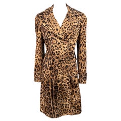 Dolce and Gabbana Leopard Print Double Breasted Trench Coat