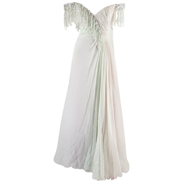 Bob Mackie Pastels Silk Chiffon Gown 