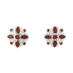 Delicados Pendientes de Granate Natural para Boda Hechos a Mano en Plata 925 Para Mamá