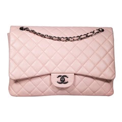 Chanel 2009-10 Pink Leather Maxi Single Flap
