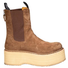 R13 Brown Suede Double Stack Platform Boots Size EU 41