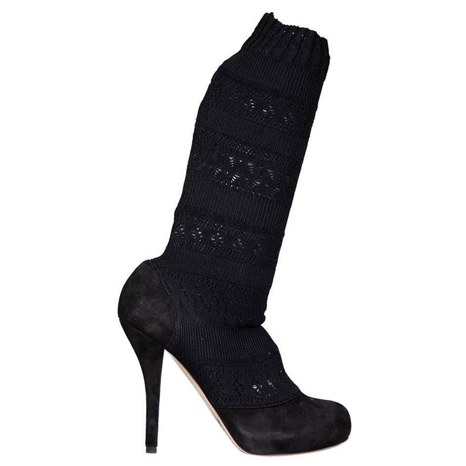 Ermanno Scervino Black Sock Style Heeled Boots Size IT 38