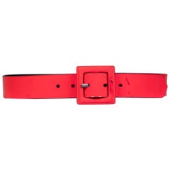 Saint Laurent Hot Pink Patent Belt