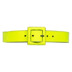 Saint Laurent Neon Yellow Patent Belt