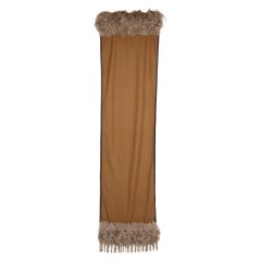 Fendi Brown Cashmere Fur Trim Scarf