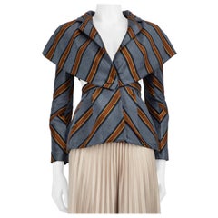 Fendi Silk Striped Fitted Cut Out Blazer Size XXS