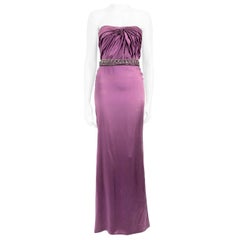 Versace Purple Silk Embellished Strapless Gown Size XS