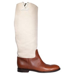 Louis Vuitton Canvas & Leather Heritage Flat Boots Size IT 40