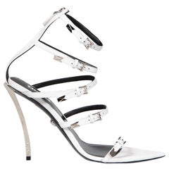 Sandali con cinturino alla caviglia in pelle bianca Versace Taglia IT 40