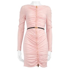 Versace Pink Ruched Belted Mini Dress Size XS