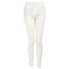Versace White Ribbed Leggings Size XS
