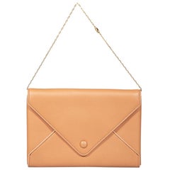 The Row Beige Leather Envelope Clutch
