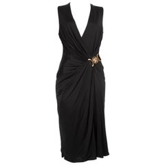 Versace Black Gold Medusa Buckle Dress Size M