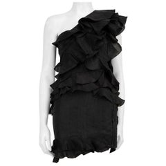 Robe asymétrique Isabel Marant en soie noire à imprimé floral, taille S