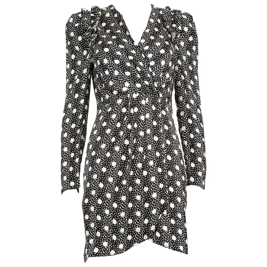 Sandro Black Polkadot Robe à volants Taille S