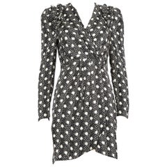 Sandro Black Polkadot Ruffle Trim Dress Size S