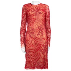Naeem Khan Red, abito al ginocchio impreziosito da paillettes, taglia M.