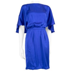 Versace Vestito a maniche corte in seta blu elettrico taglia M.