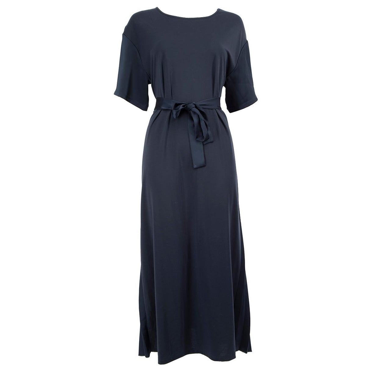 Max Mara Weekend Max Mara Vestido azul marino de manga corta Midi plisado Talla M en venta