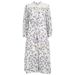 Sandro Floral Print Broderie Detail Midi Dress Size S