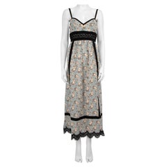 Anna Sui Floral Black Border Midi Dress Size M
