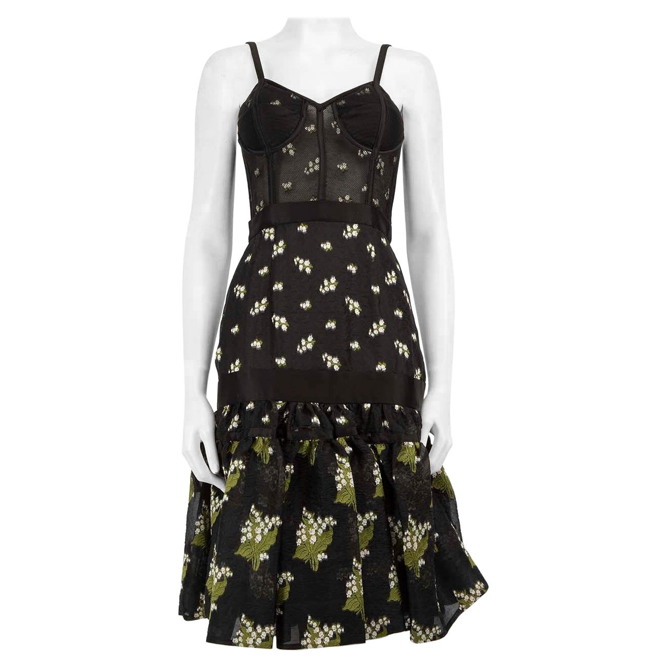 Alexander McQueen 2016 Embroidered Peplum-Hem Bustier Dress Size S For Sale