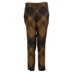 Gucci Green Silk Check Slim Fit Trousers Size S