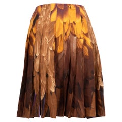 Prada Silk Ombré Feather Print Flared Skirt Size M